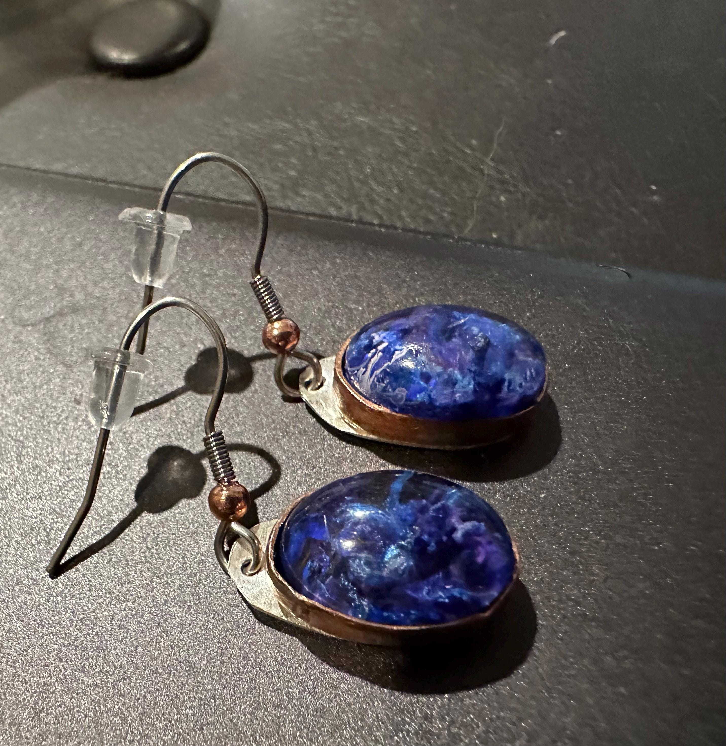 Silver, Copper, Resin earrings