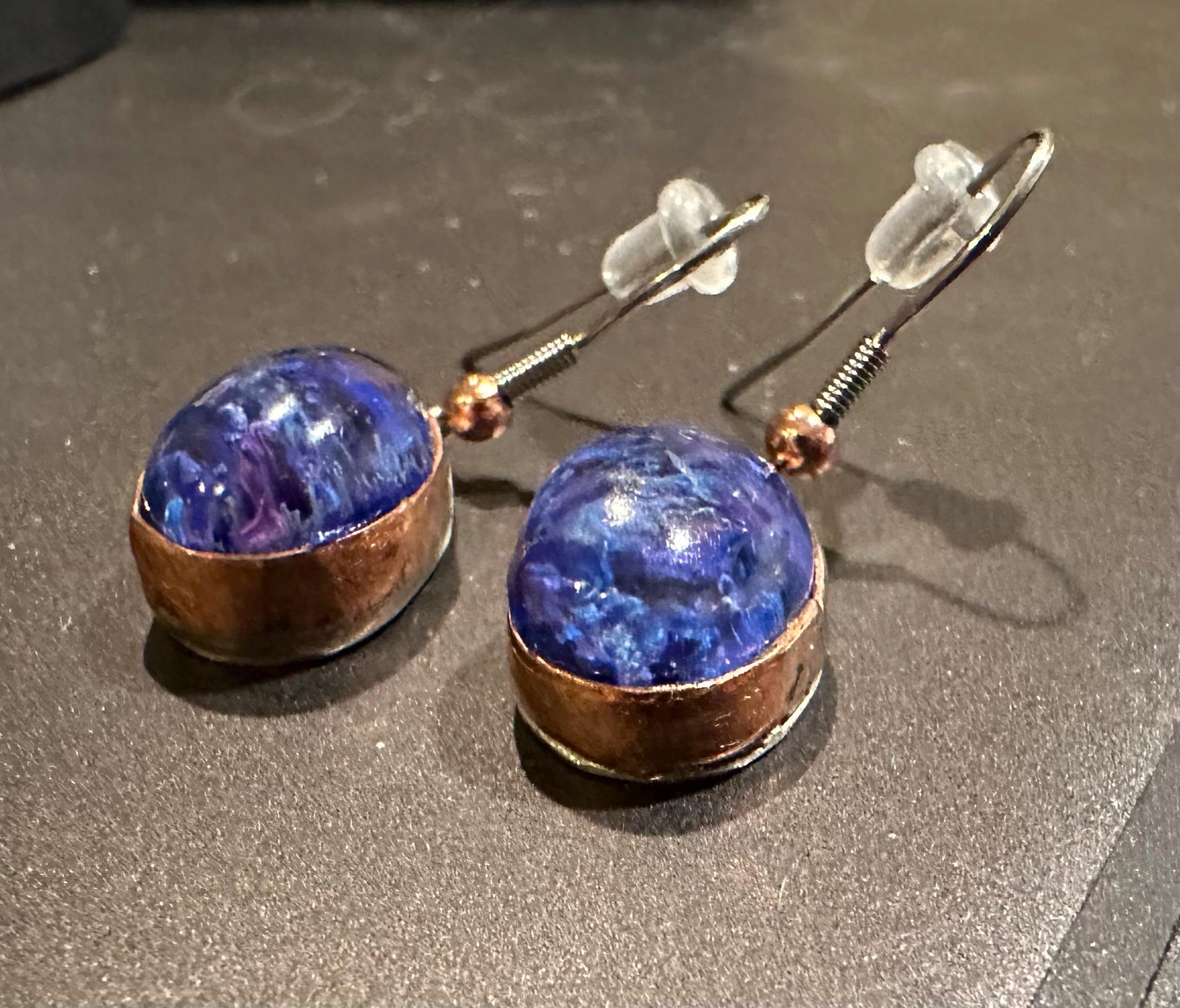 Silver, Copper, Resin earrings