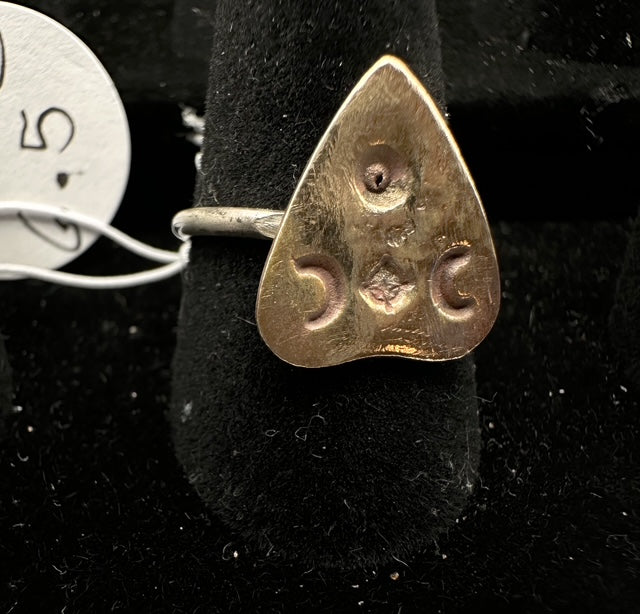 Bronze planchette on silver band