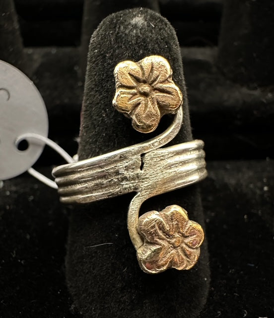 Bronze flowers on ribbed band