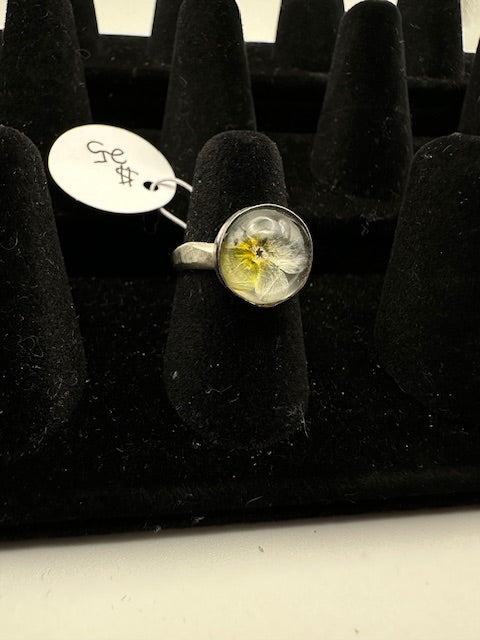 Silver and forget-me-not ring